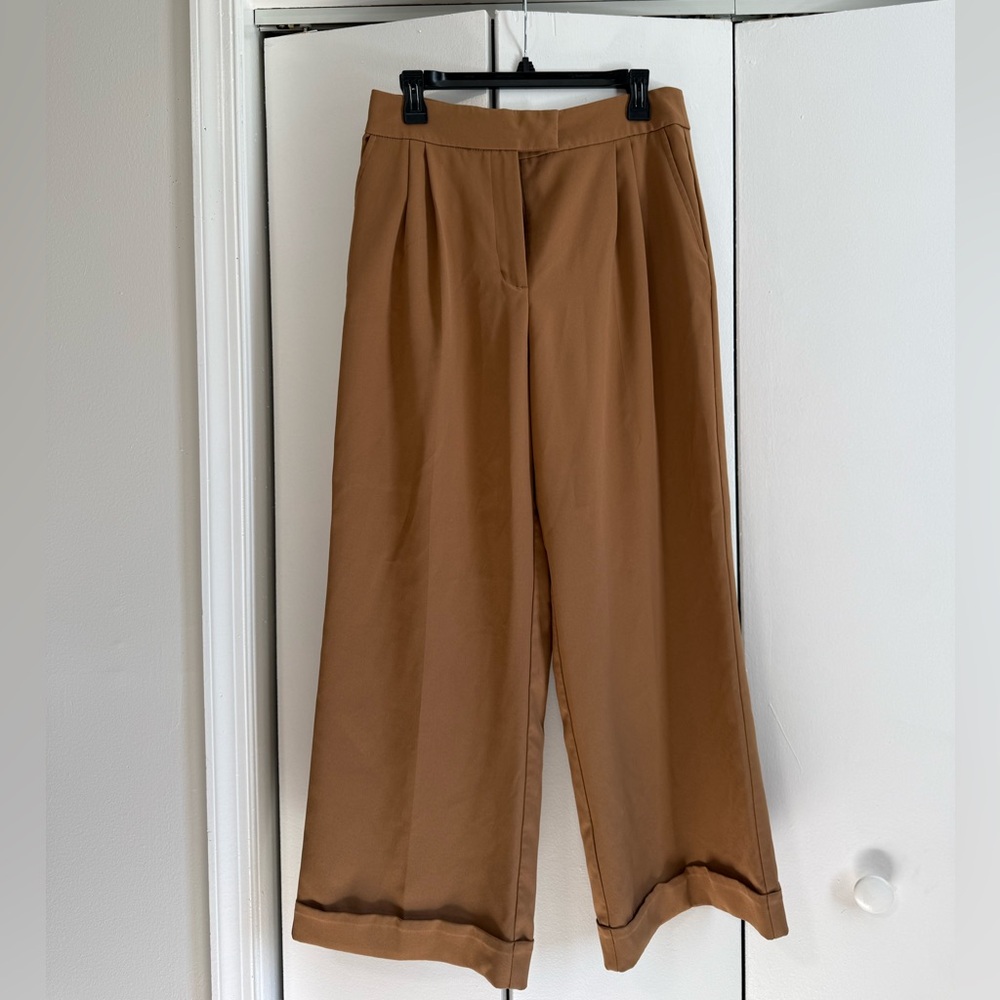 Zara Camel Wide-Leg Trousers